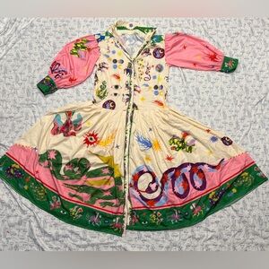 Homemade Colorful Long Sleeve Women's Dress - Halloween Costume